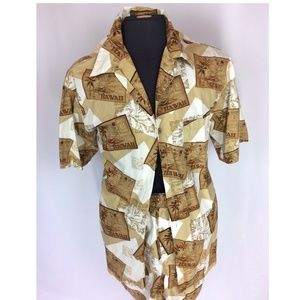 Roundtree & Yorke Hawaii 2 Pc Gold Short Sleeve L